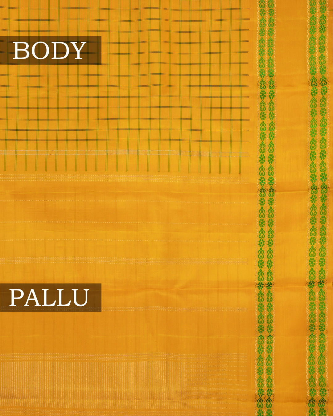 Mustard Gold Kattam Kanjivaram Silk Saree – The Saffron House