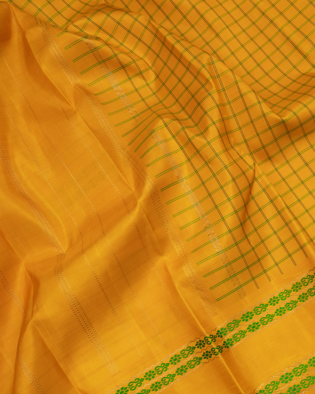 Mustard Gold Kattam Kanjivaram Silk Saree – The Saffron House