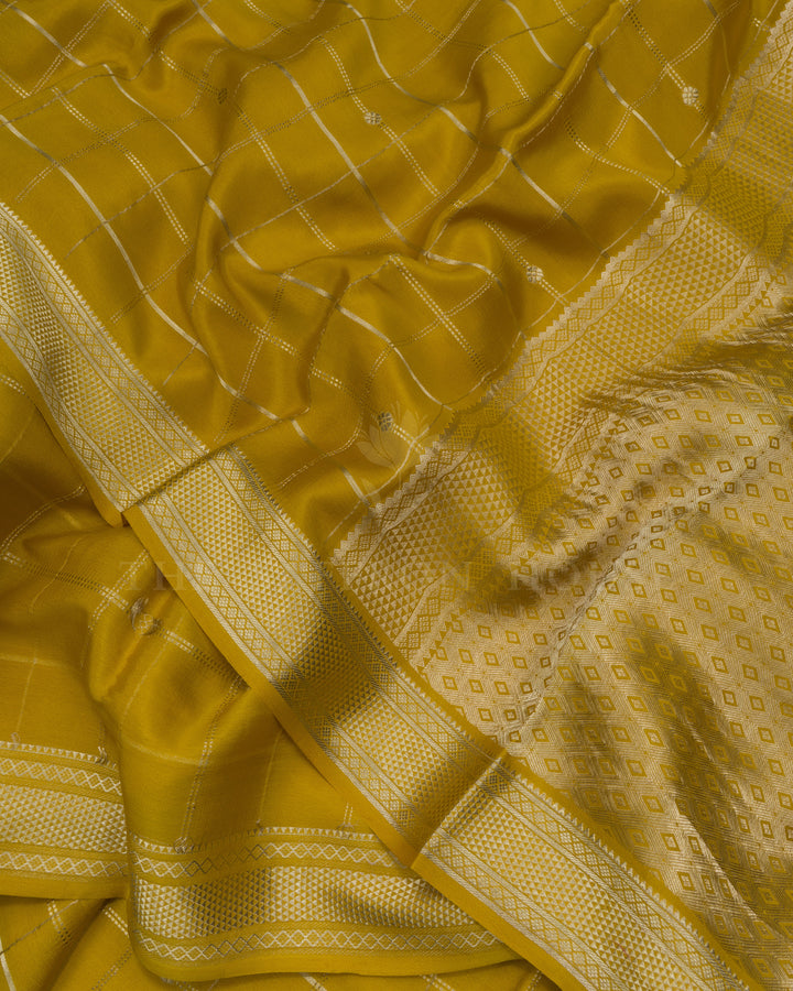 Mustard Gold Pure Zari Mysore Silk Saree – The Saffron House