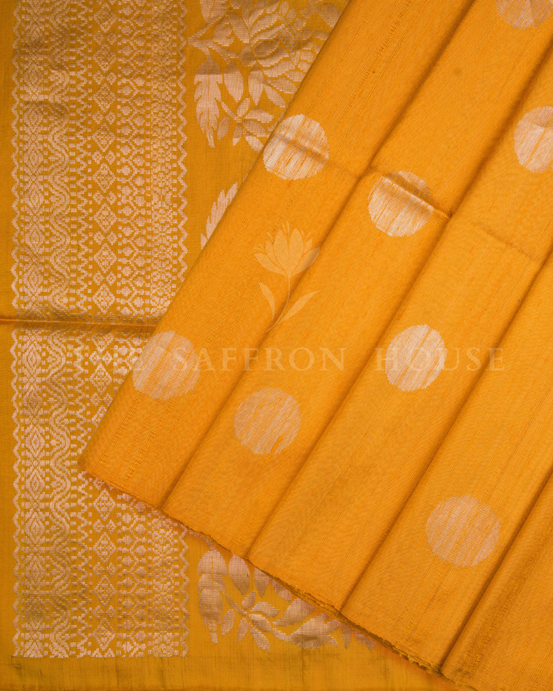 Mustard Gold Tussar Silk Saree – The Saffron House