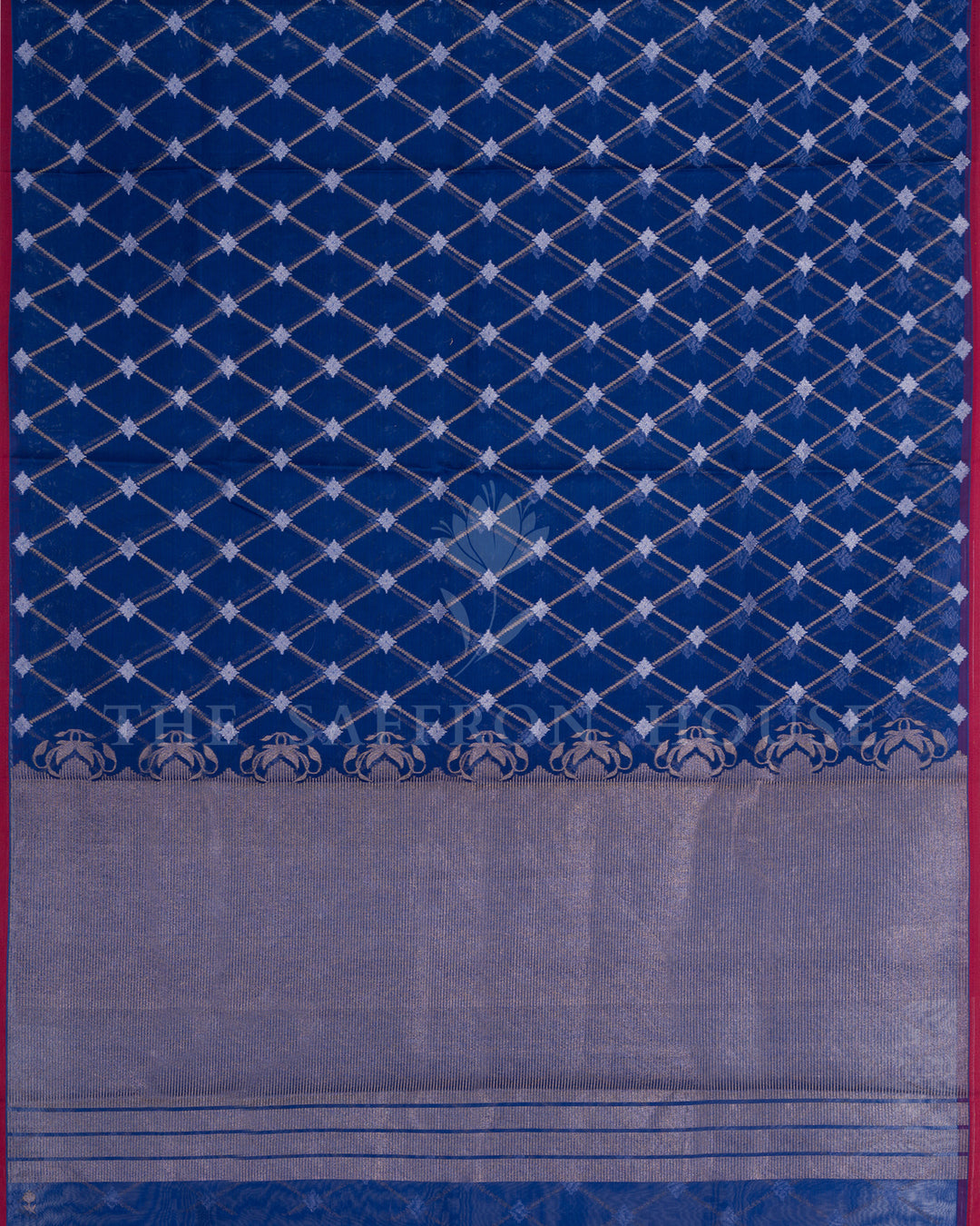 Indigo Kora Banarasi Silk Saree – The Saffron House