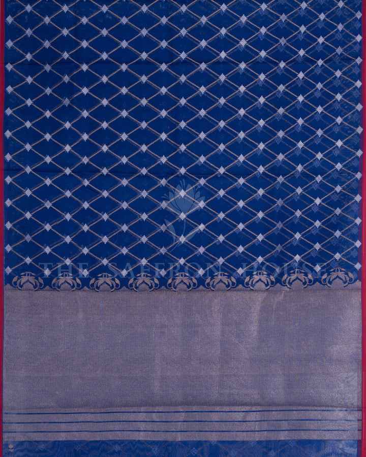 Indigo Kora Banarasi Silk Saree – The Saffron House