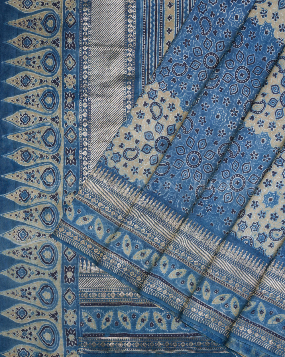 Indigo And Blue Brocade Kanjivaram Silk Saree – The Saffron House