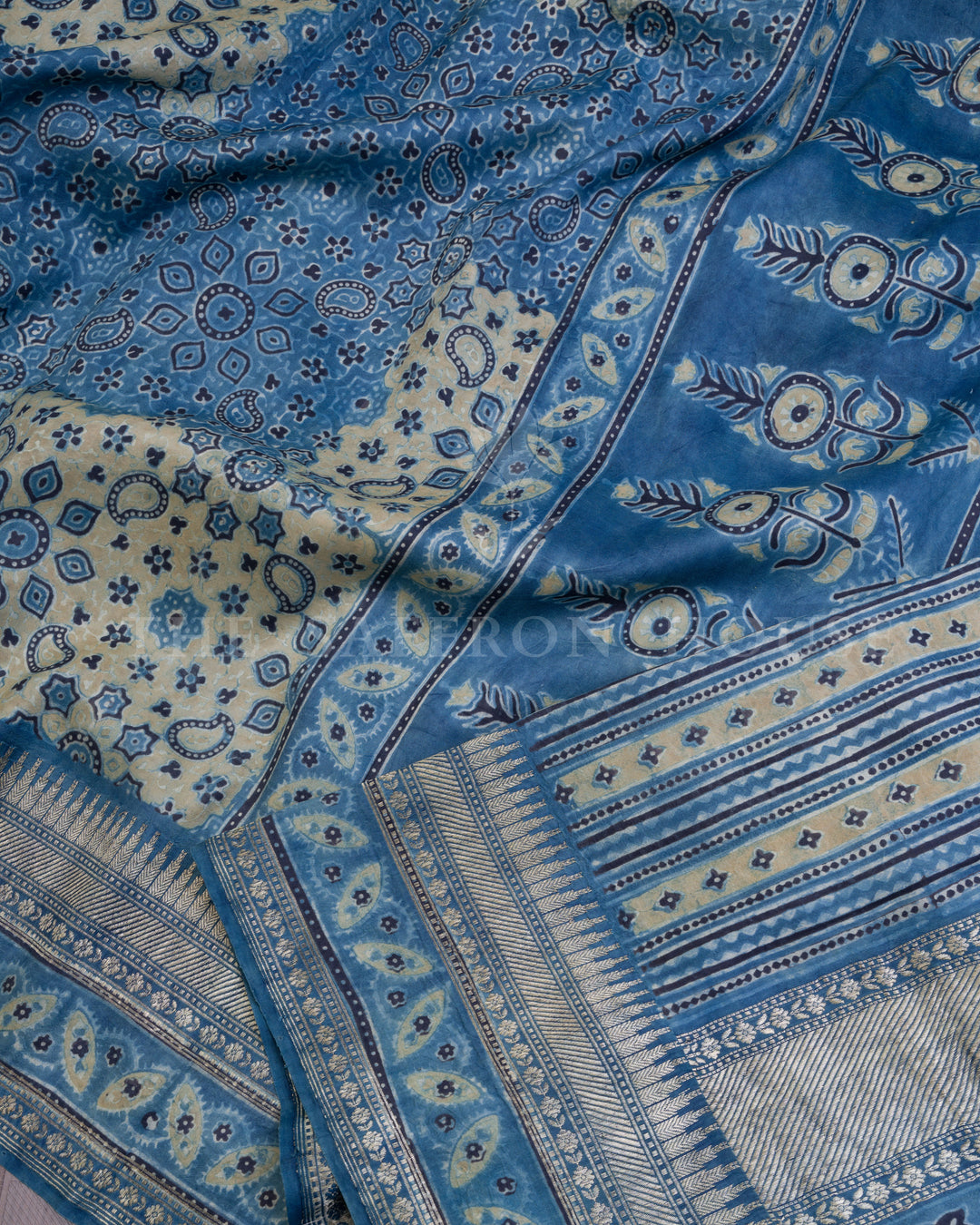 Indigo And Blue Brocade Kanjivaram Silk Saree – The Saffron House