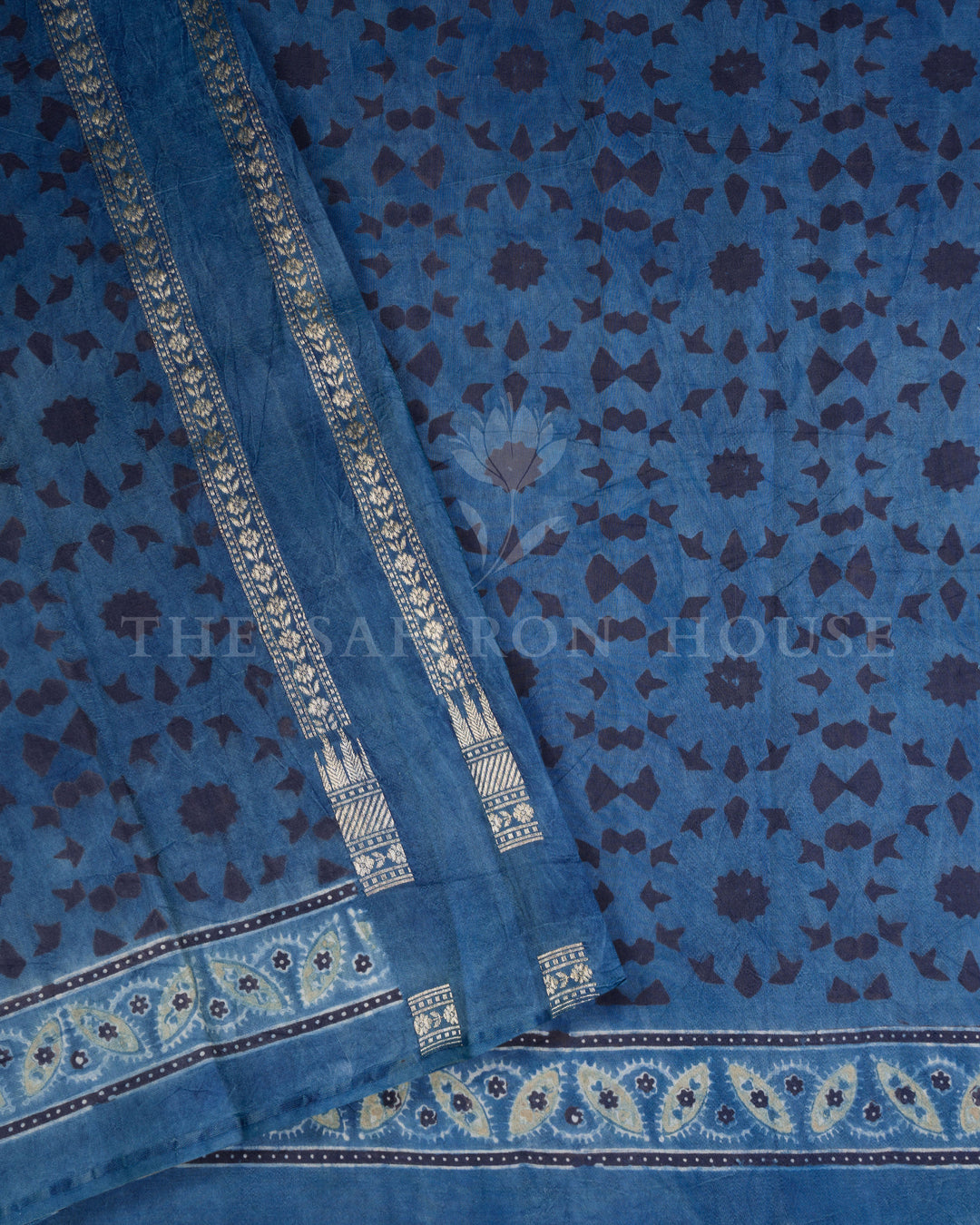 Indigo And Blue Brocade Kanjivaram Silk Saree – The Saffron House