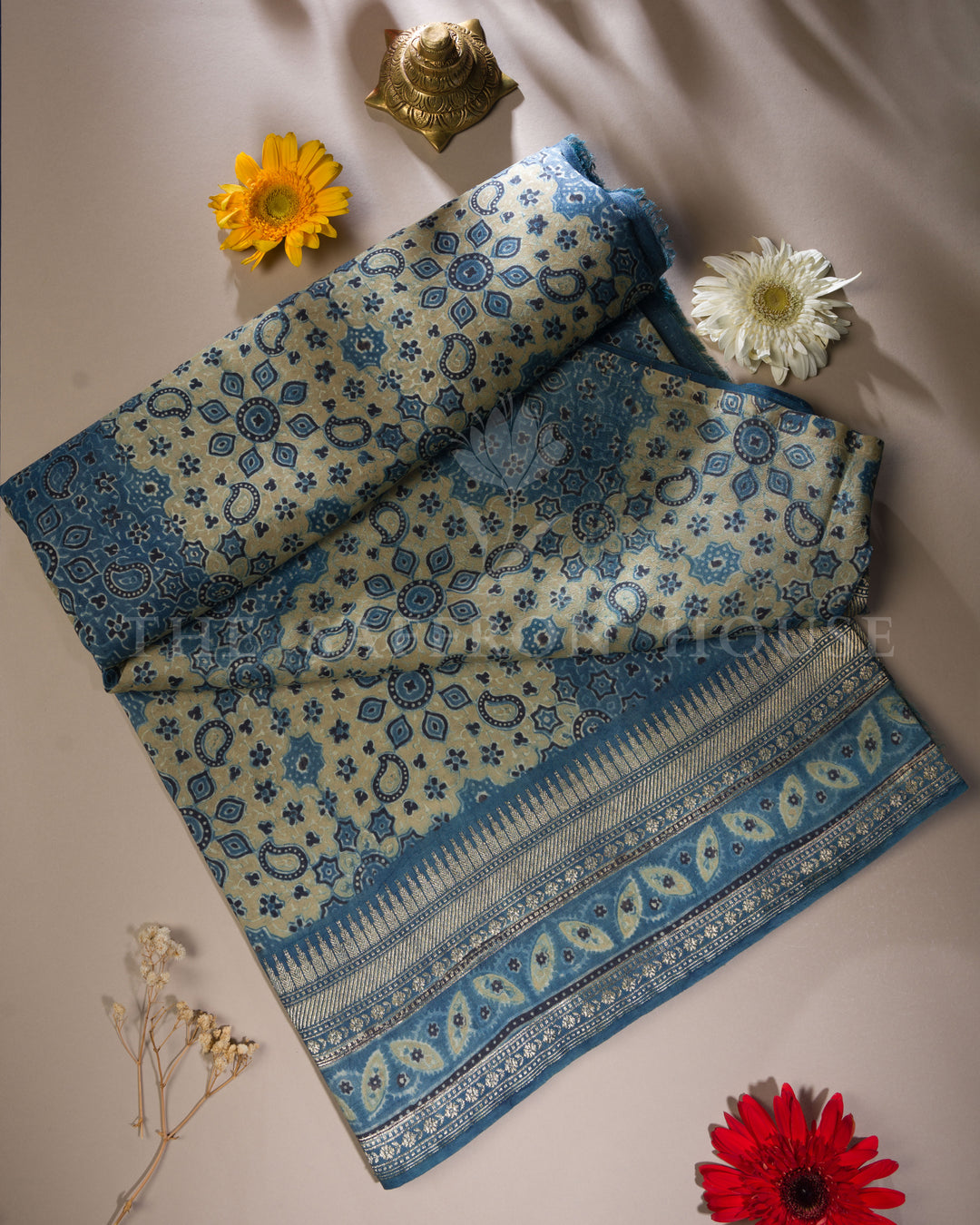 Indigo And Blue Brocade Kanjivaram Silk Saree – The Saffron House