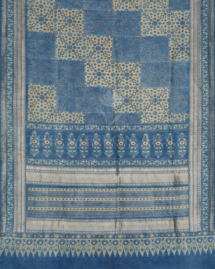 Indigo And Blue Brocade Kanjivaram Silk Saree – The Saffron House