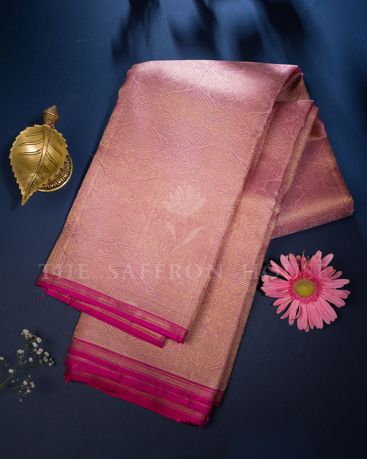 Onion Pink And Rani Pink Kanjivaram Silk Saree – The Saffron House