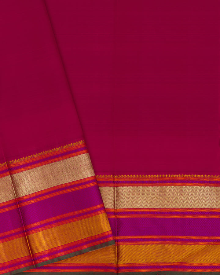 Burnt Orange And Multicolour Kattam Kanjivaram Silk Saree – The Saffron House
