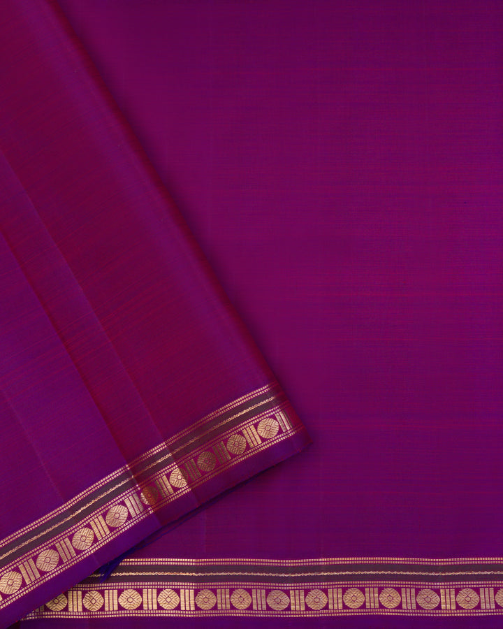 Burnt Orange And Violet Kattam Kanjivaram Silk Saree – The Saffron House