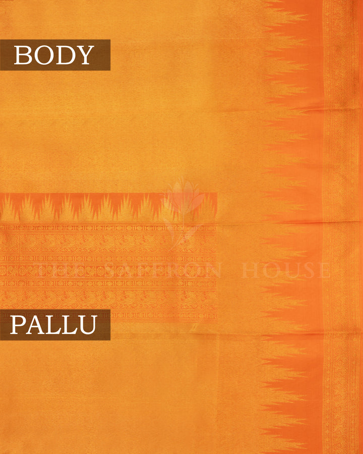 Burnt Orange Tissue Kanjivaram Silk Saree – The Saffron House