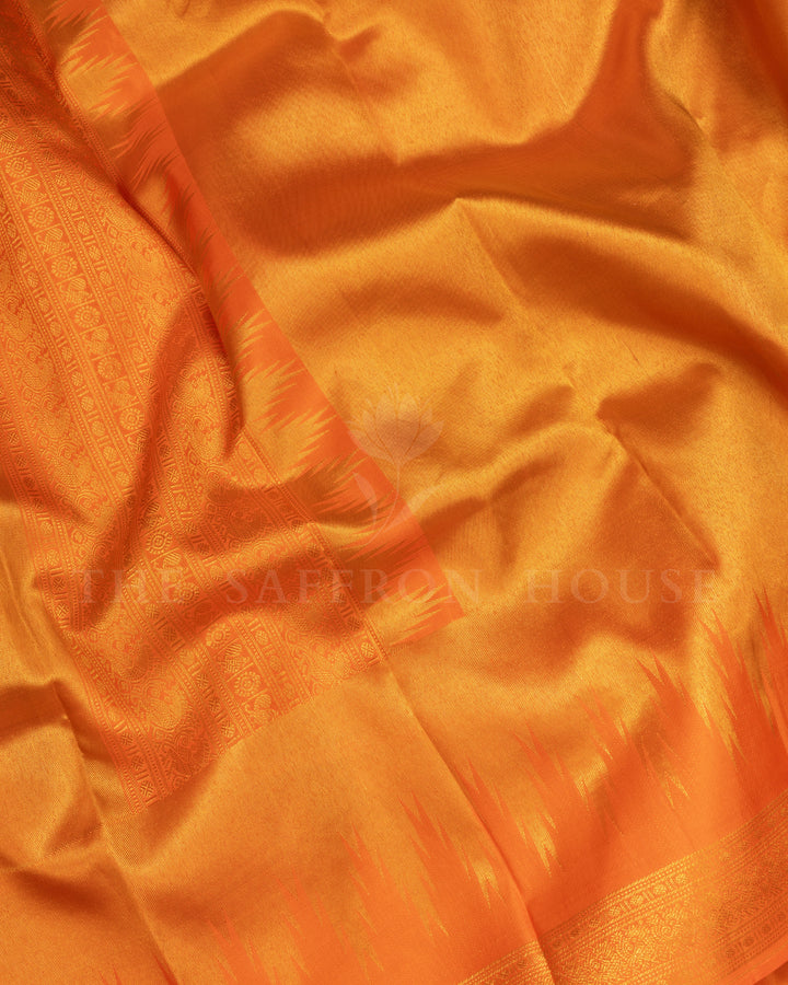 Burnt Orange Tissue Kanjivaram Silk Saree – The Saffron House