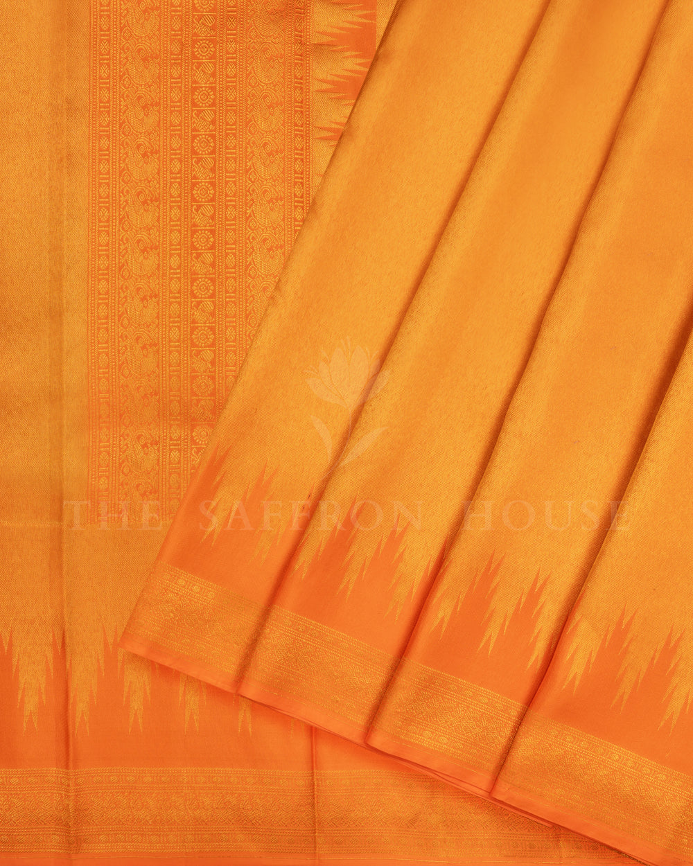 Burnt Orange Tissue Kanjivaram Silk Saree – The Saffron House