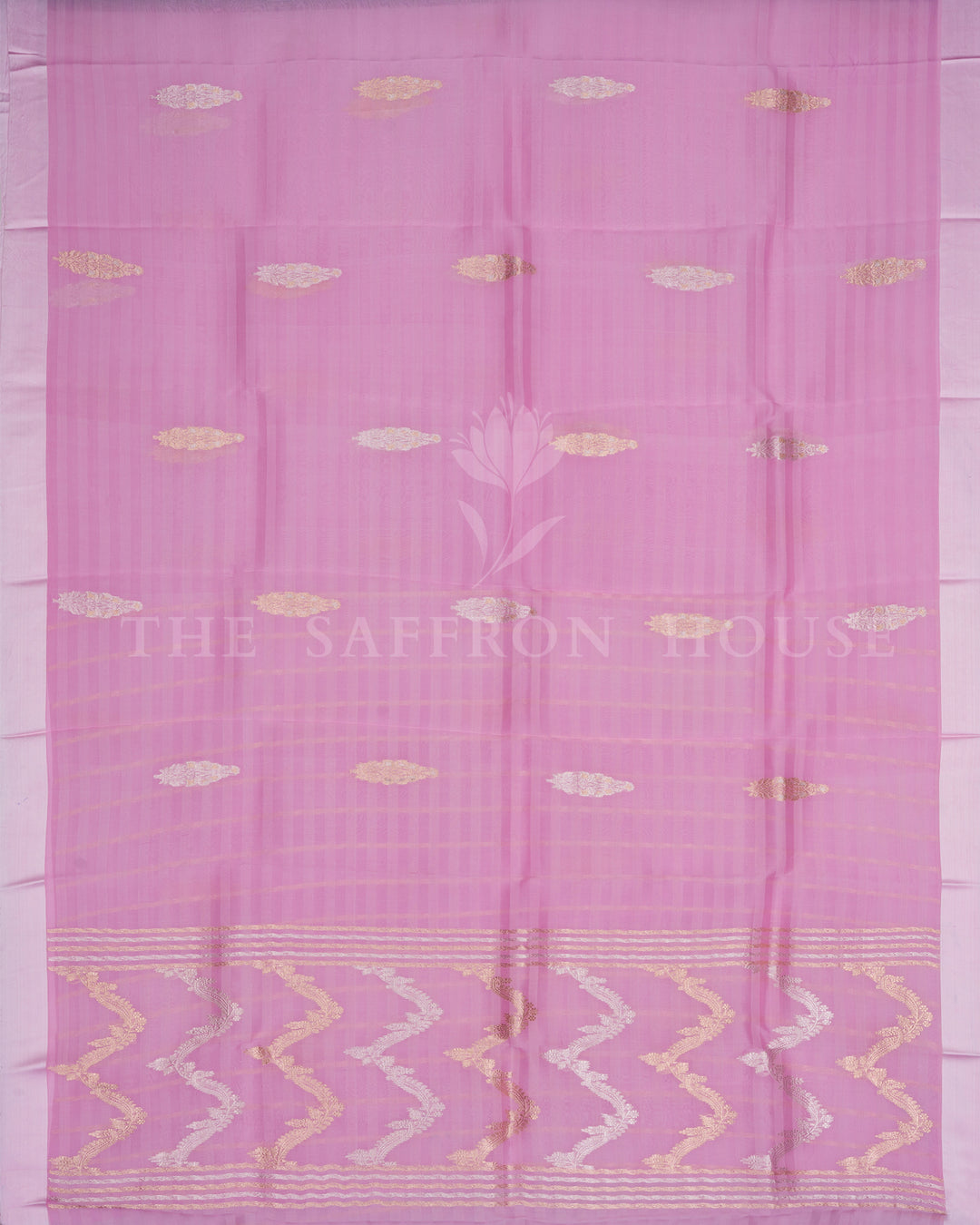 Pink And Lilac Kora Banarasi Silk Saree – The Saffron House