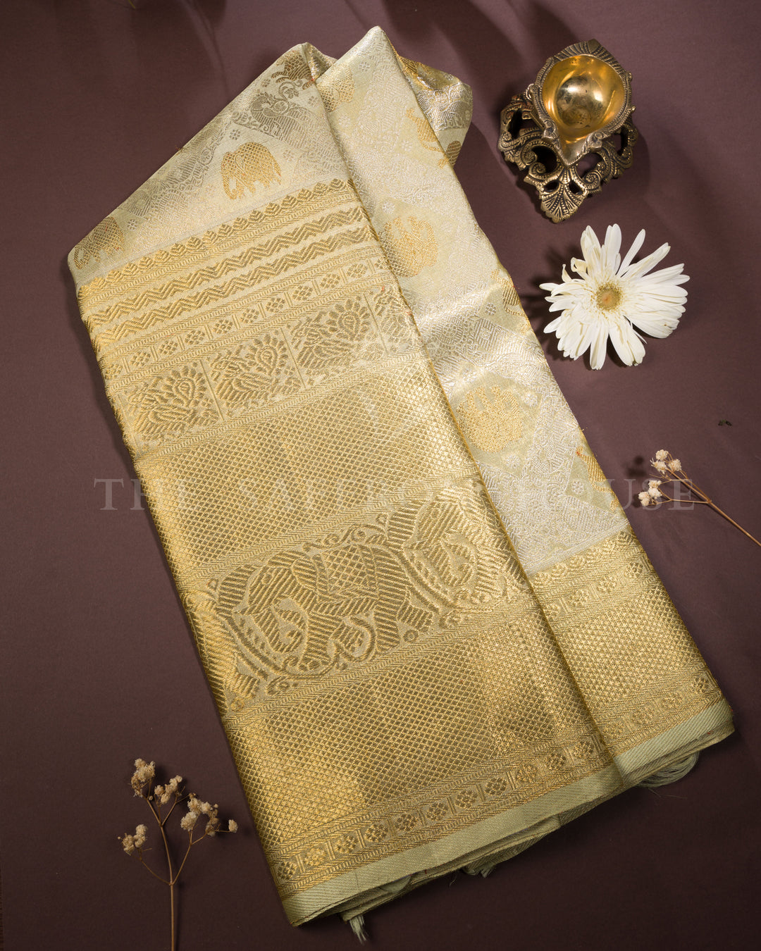 Antique Gold Tissue Kanjivaram Silk Saree – The Saffron House
