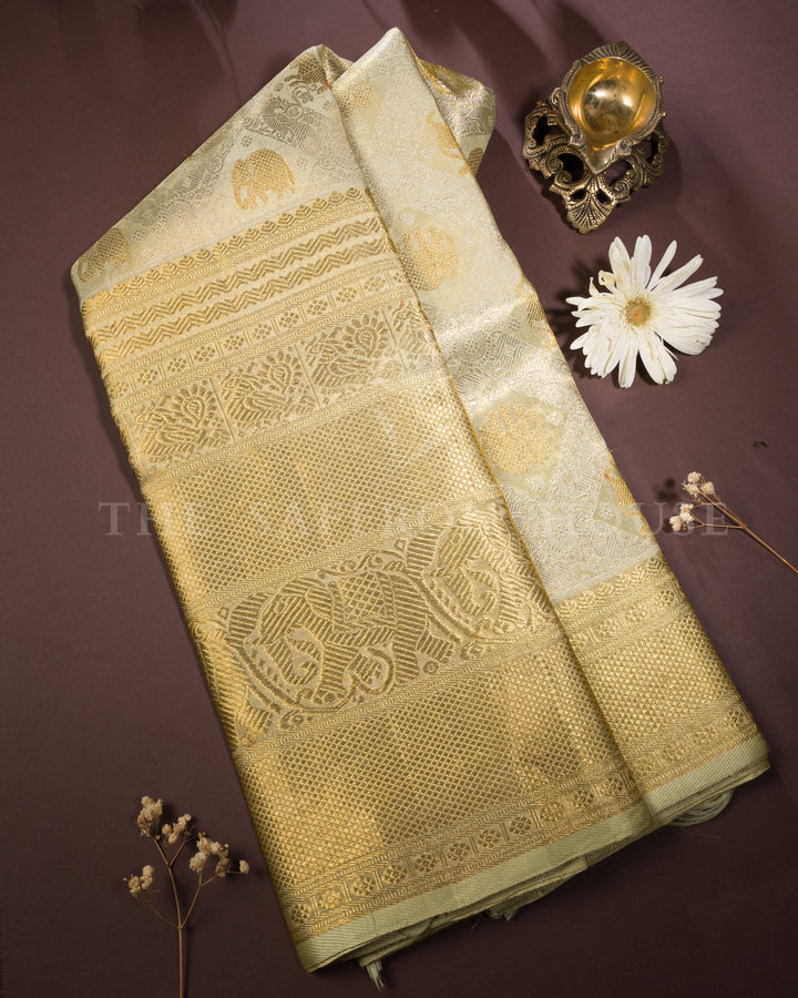 Antique Gold Tissue Kanjivaram Silk Saree – The Saffron House