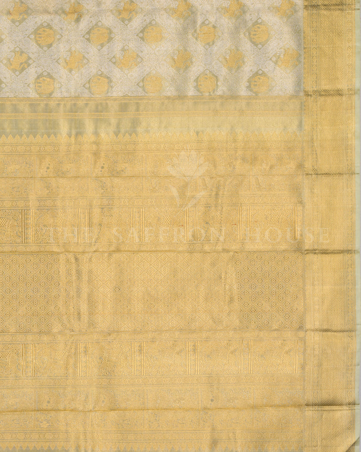 Antique Gold Tissue Kanjivaram Silk Saree – The Saffron House