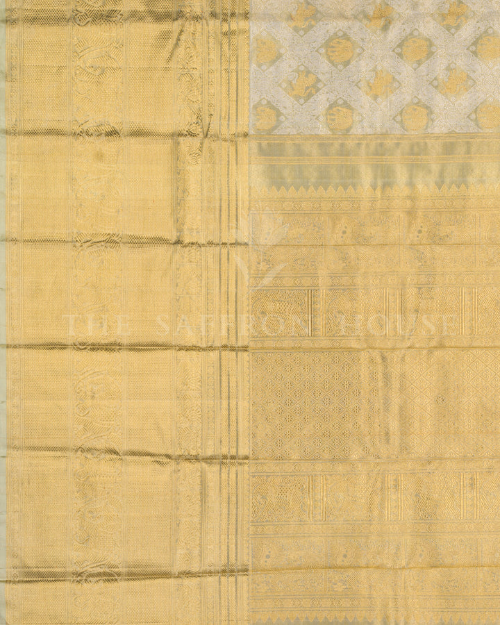 Antique Gold Tissue Kanjivaram Silk Saree – The Saffron House