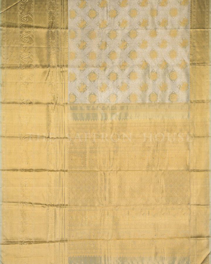 Antique Gold Tissue Kanjivaram Silk Saree – The Saffron House