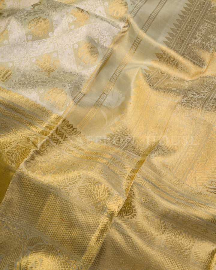 Antique Gold Tissue Kanjivaram Silk Saree – The Saffron House