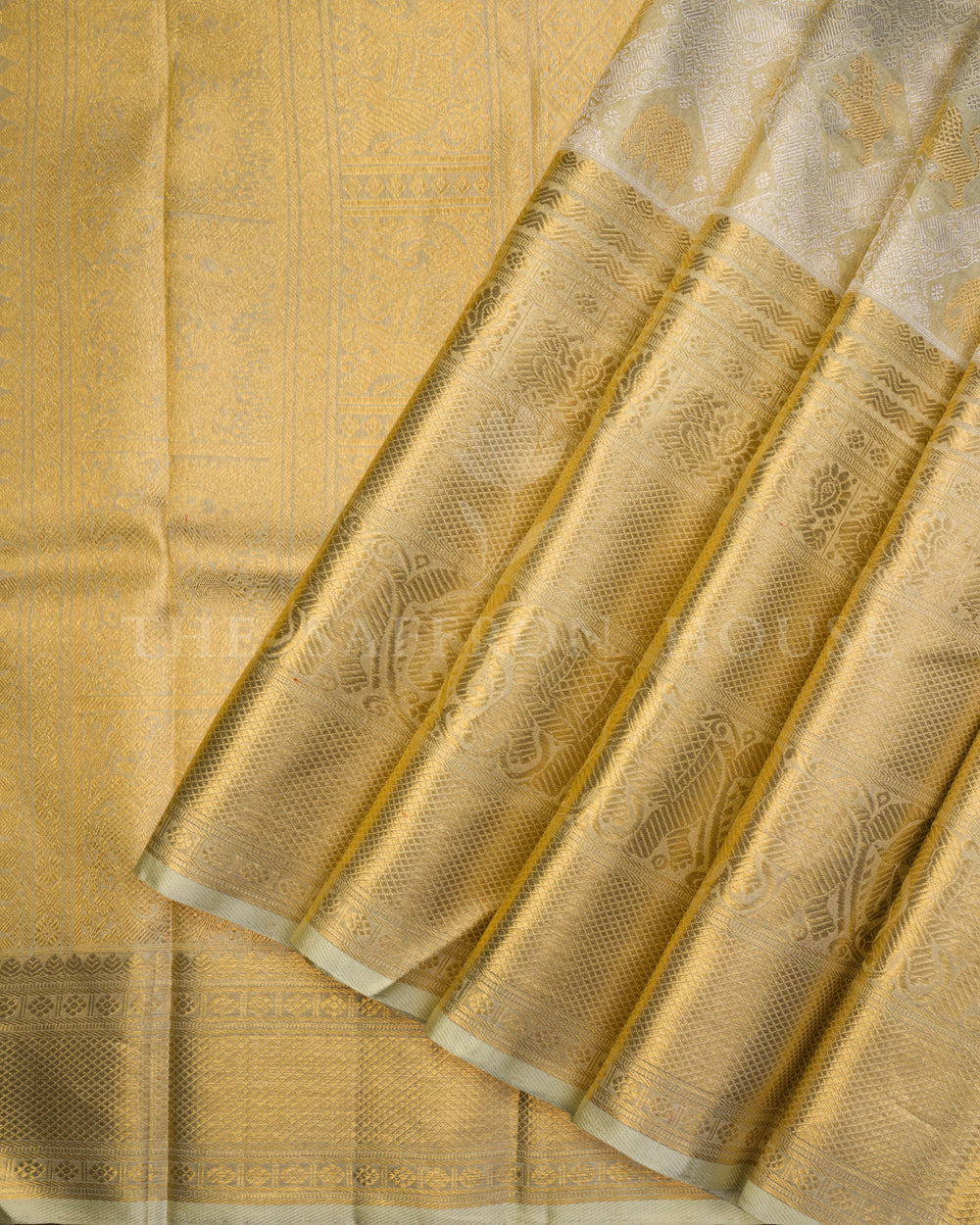 Antique Gold Tissue Kanjivaram Silk Saree – The Saffron House