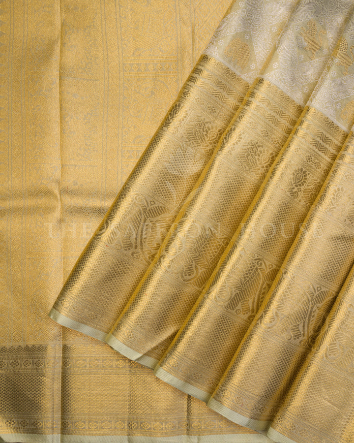 Antique Gold Tissue Kanjivaram Silk Saree – The Saffron House