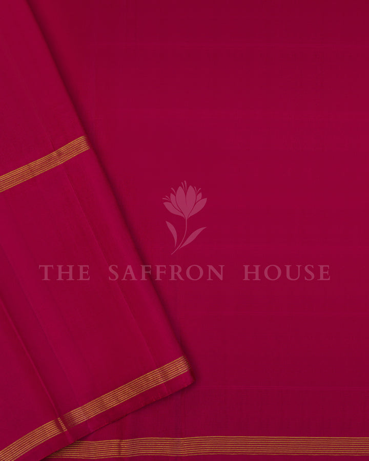 Parrot Green And Pink Kattam Kanjivaram Silk Saree – The Saffron House