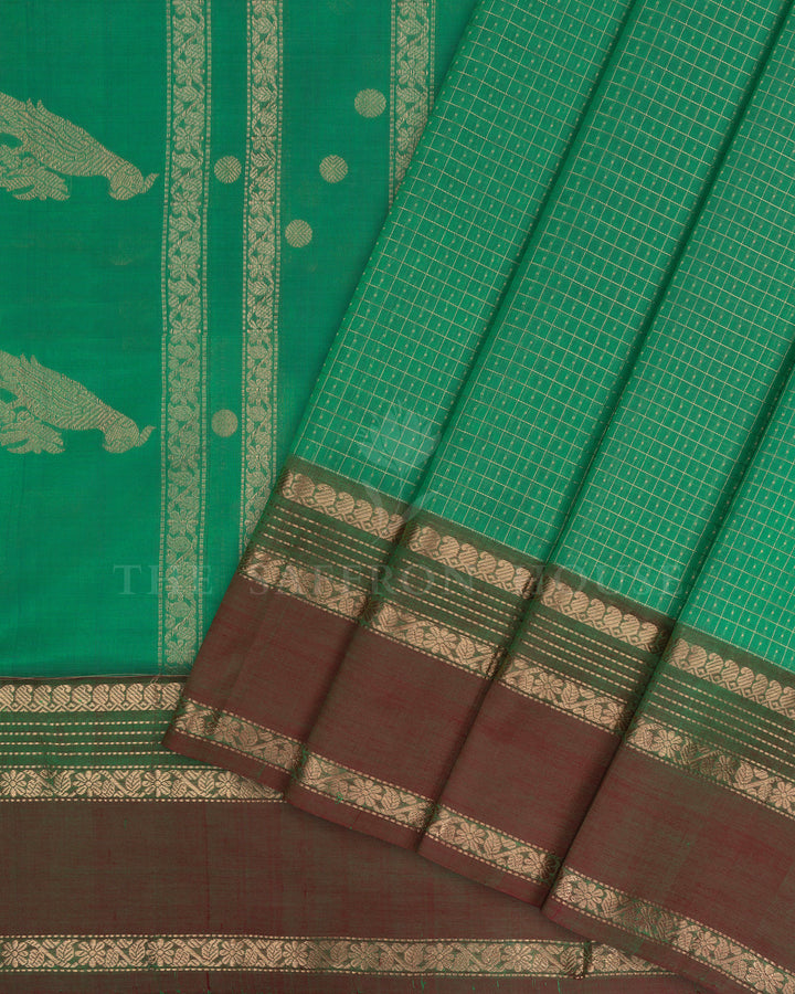 Parrot Green Handwoven Silk Cotton Saree – The Saffron House