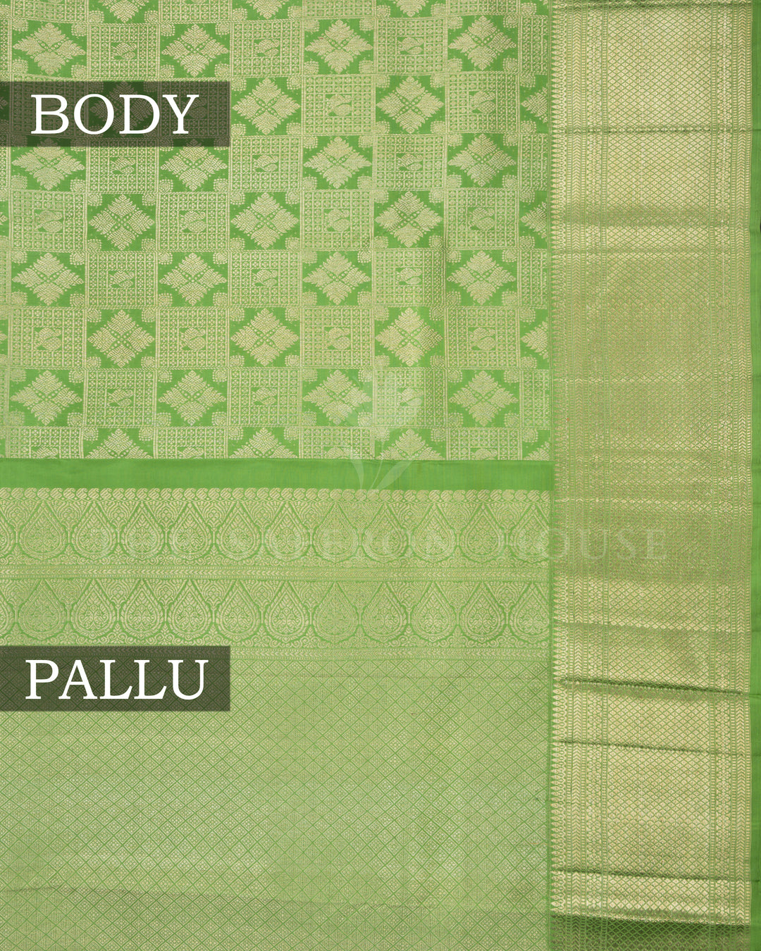Parrot Green Brocade Kanjivaram Silk Saree – The Saffron House