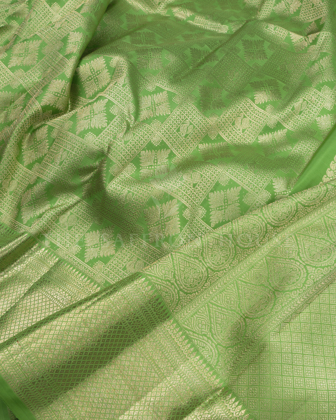 Parrot Green Brocade Kanjivaram Silk Saree – The Saffron House