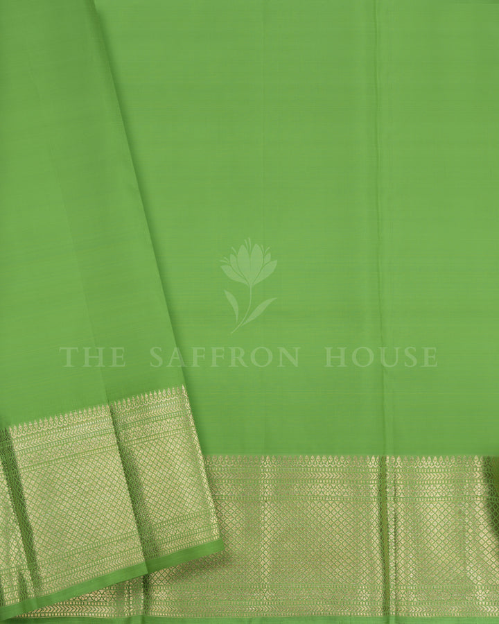 Parrot Green Brocade Kanjivaram Silk Saree – The Saffron House
