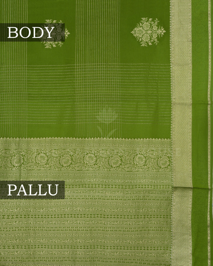 Parrot Green Pure Zari Mysore Silk Saree – The Saffron House
