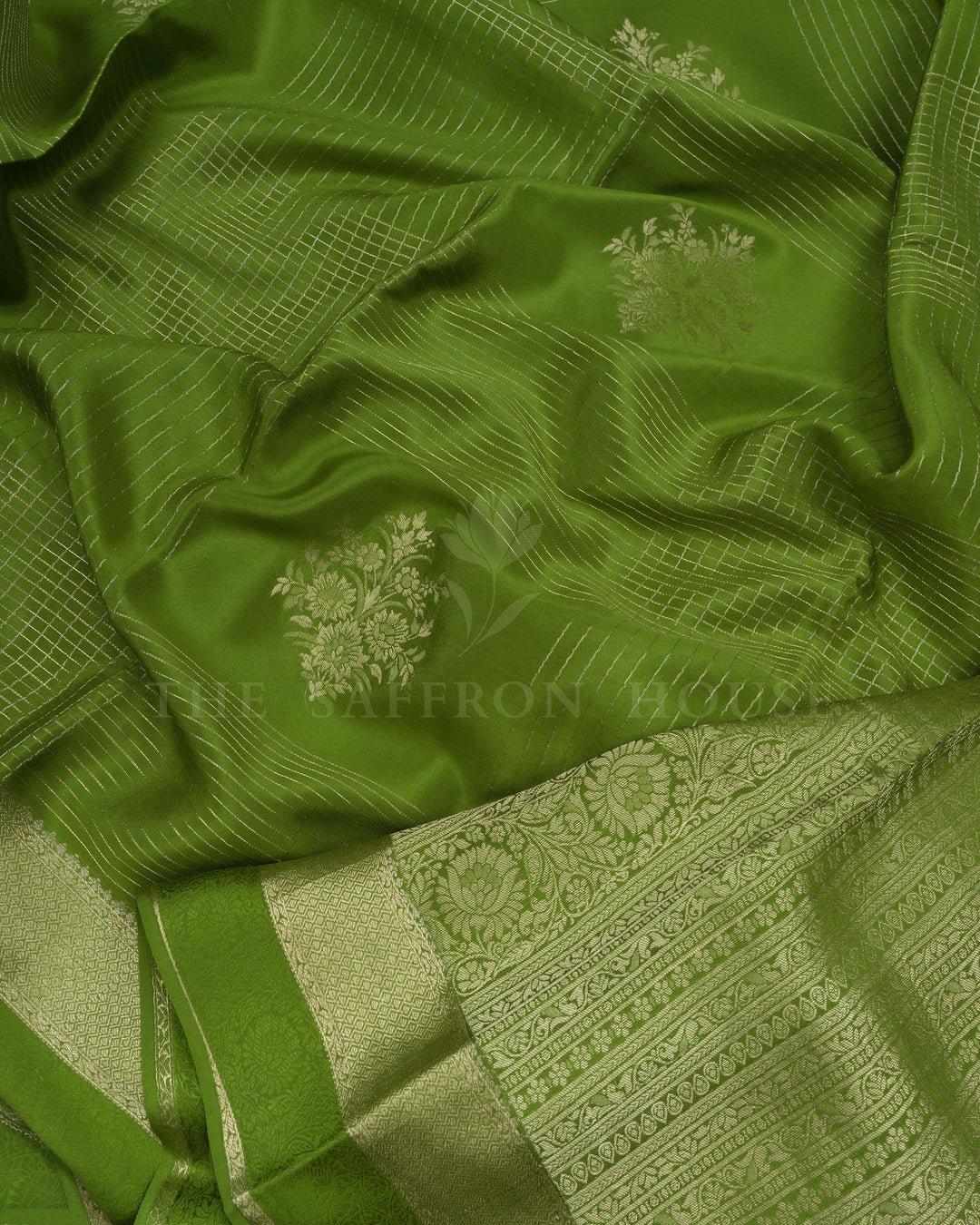 Parrot Green Pure Zari Mysore Silk Saree – The Saffron House