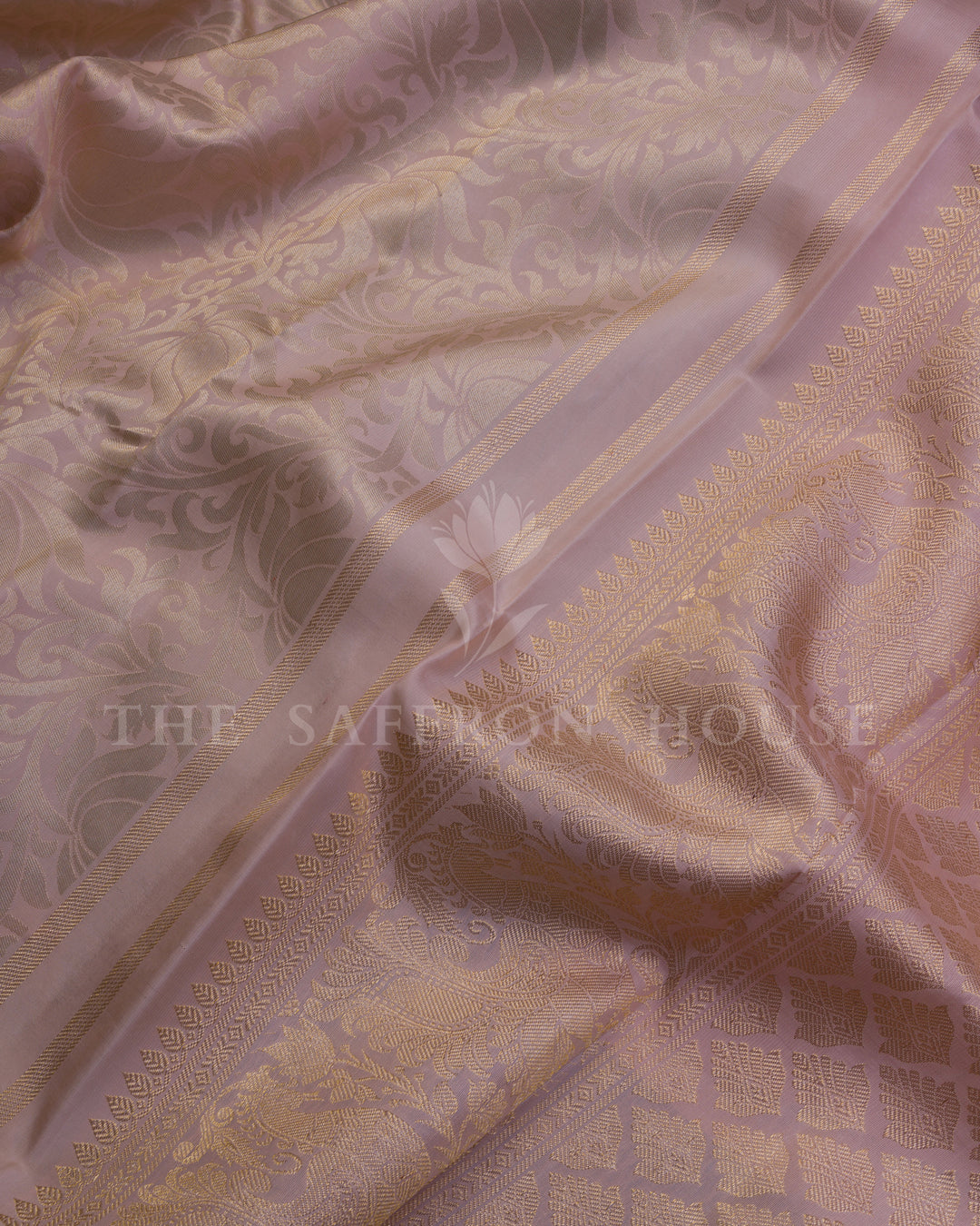 Mint And Blush Pink Kanjivaram Silk Saree – The Saffron House