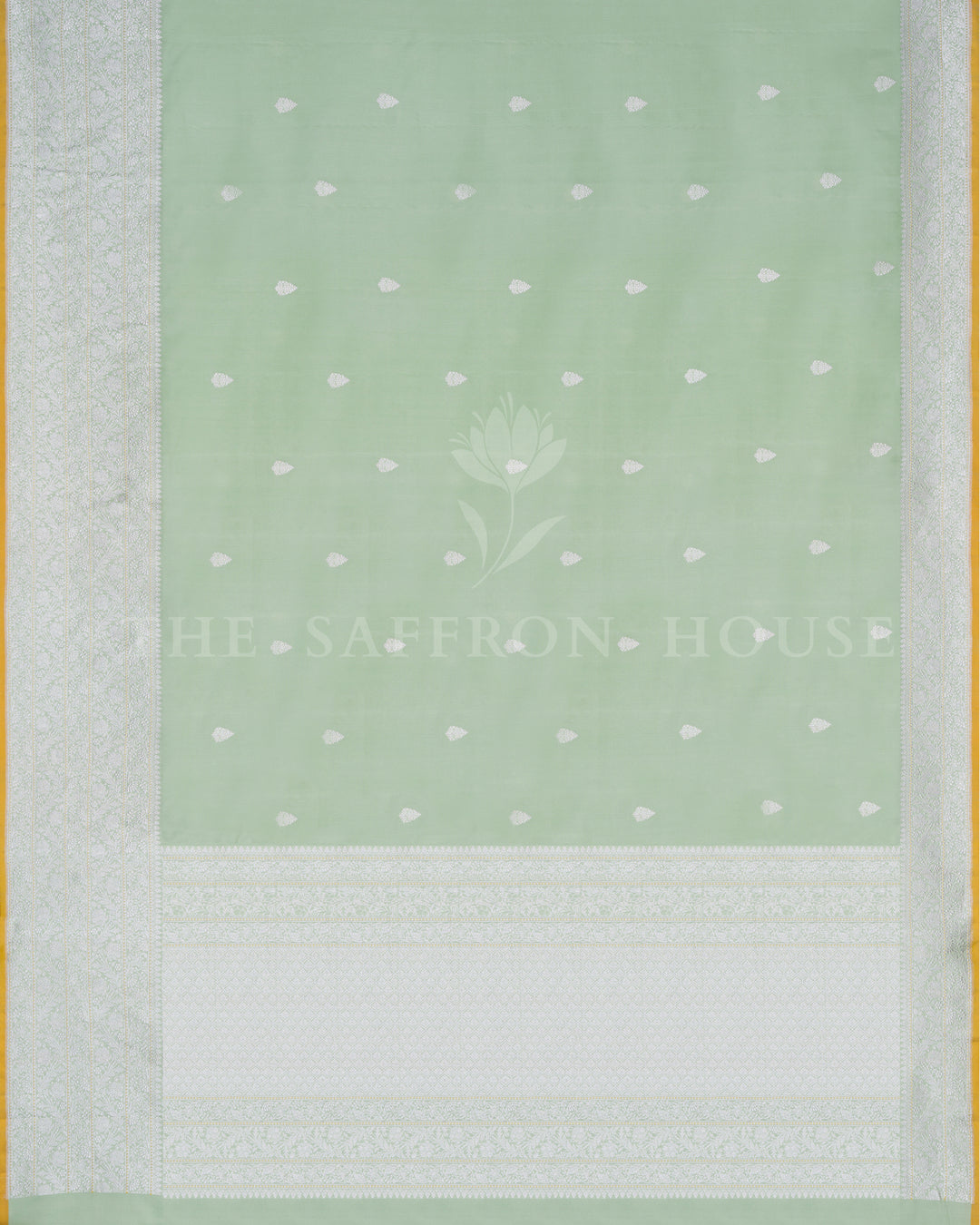 Mustard Gold And Mint Katan Banarasi Silk Saree – The Saffron House