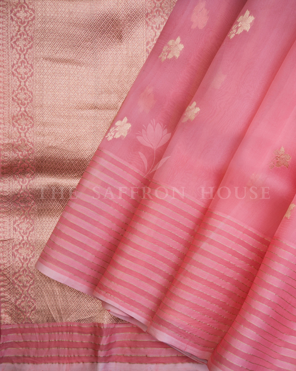 Pink And Pastels Kora Banarasi Silk Saree – The Saffron House