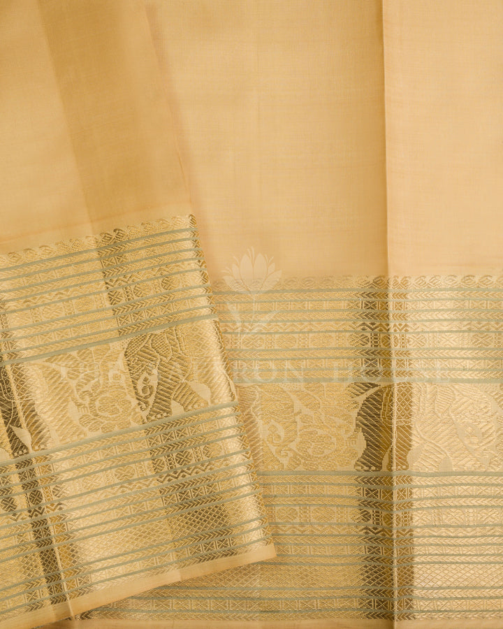 Pistachio Green And Antique Gold Tissue Kanjivaram Silk Saree – The Saffron House