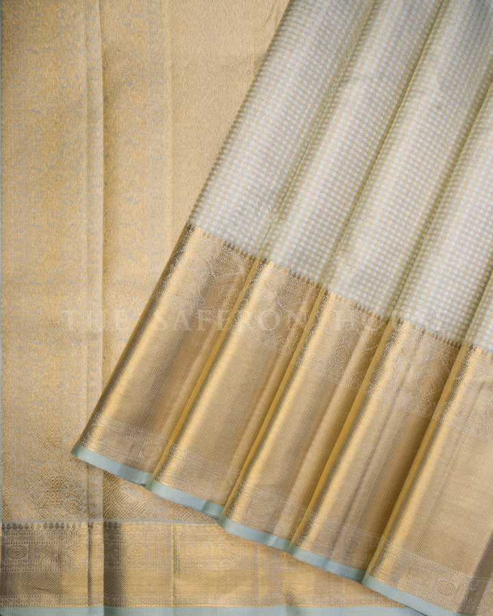Pistachio Green Tissue Kanjivaram Silk Saree – The Saffron House