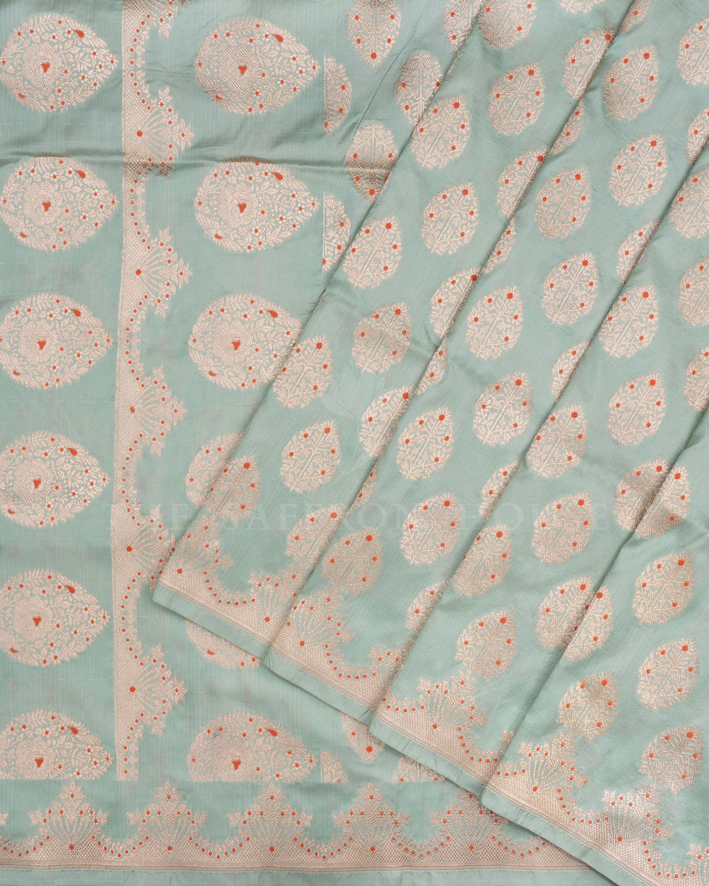 Sea Green Banarasi Silk Saree – The Saffron House