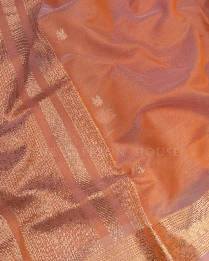 Peach Handwoven Silk Cotton Saree – The Saffron House