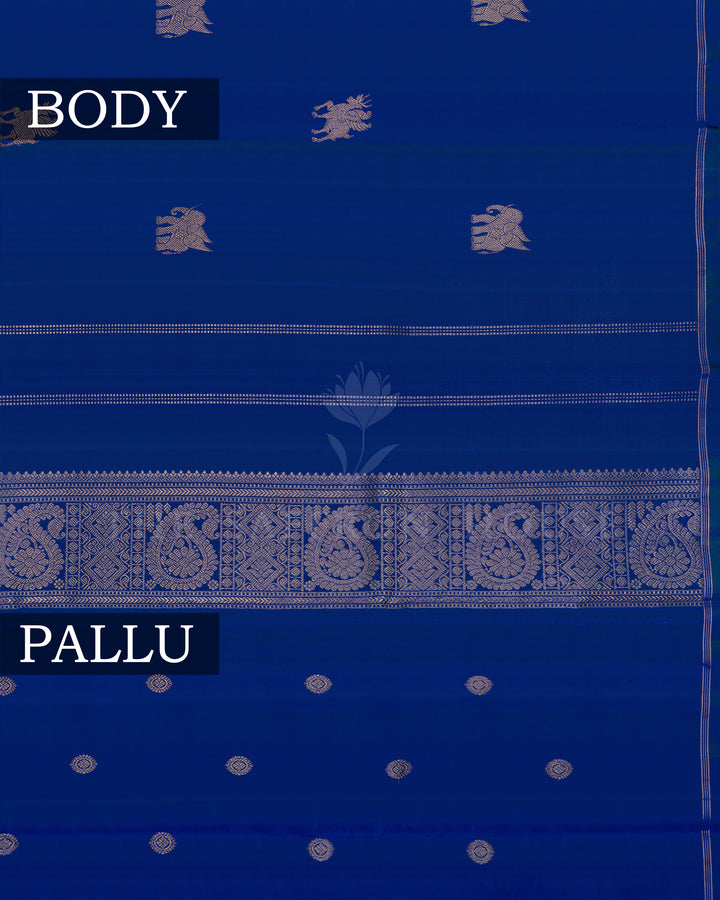 Peacock Blue Kanjivaram Silk Saree – The Saffron House