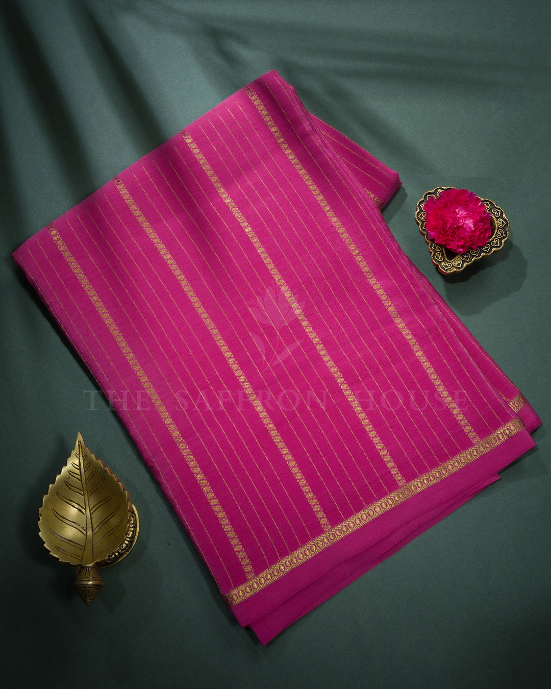 Pink Pure Zari Mysore Silk Saree – The Saffron House
