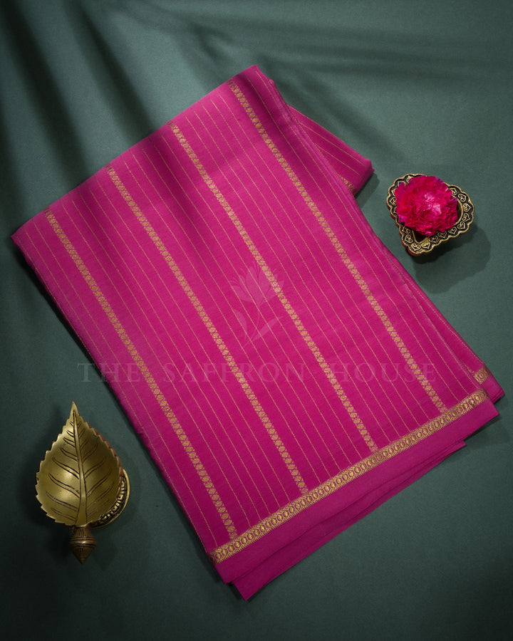 Pink Pure Zari Mysore Silk Saree – The Saffron House