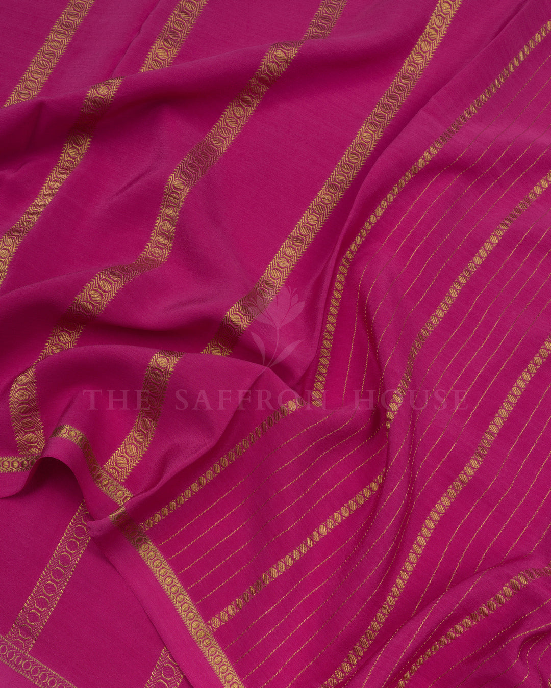 Pink Pure Zari Mysore Silk Saree – The Saffron House