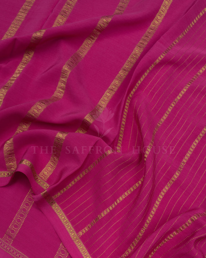 Pink Pure Zari Mysore Silk Saree – The Saffron House