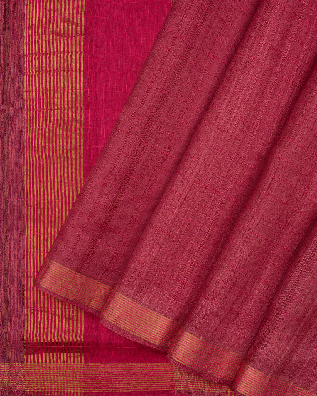 Pink Tussar Silk Saree – The Saffron House
