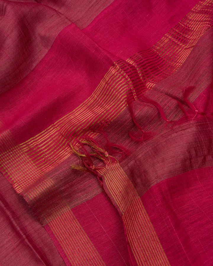 Pink Tussar Silk Saree – The Saffron House