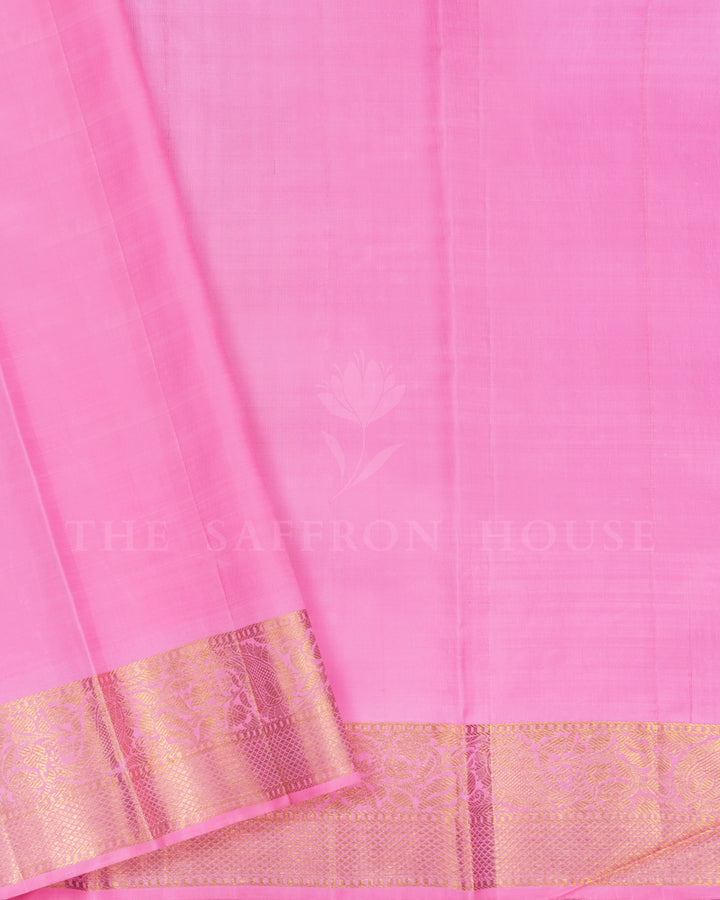Pistachio Green And Blush Rose Kattam Kanjivaram Silk Saree – The Saffron House