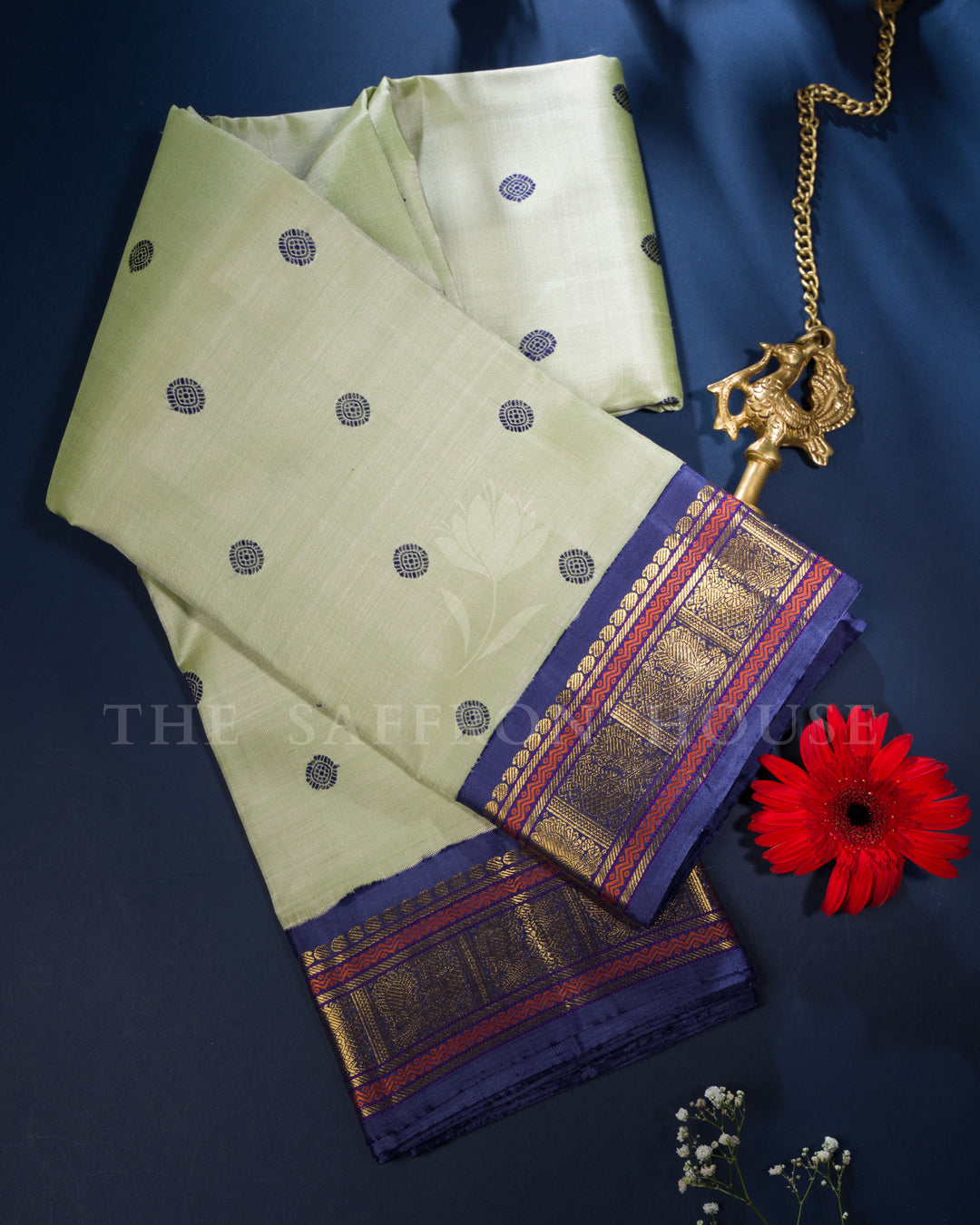 Green And Blue Kanjivaram Silk Saree – The Saffron House