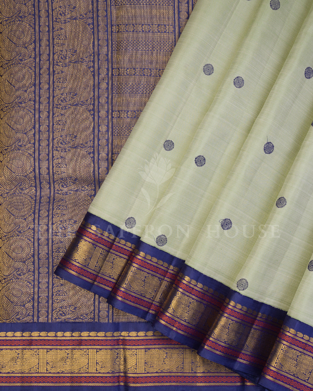 Green And Blue Kanjivaram Silk Saree – The Saffron House